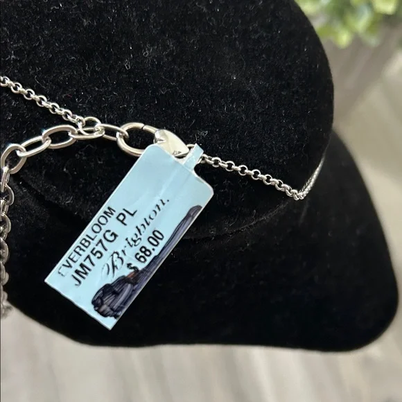 Brighton Silver Flower Pendant Necklace with Red Crystal NWT - Picture 5 of 8